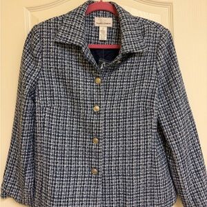 Women's Blue Tweed Jacket silver buttons Drapers and Damon’s size 10